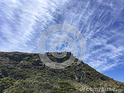 Three element minimalism - earth, cloud, sky Stock Photo