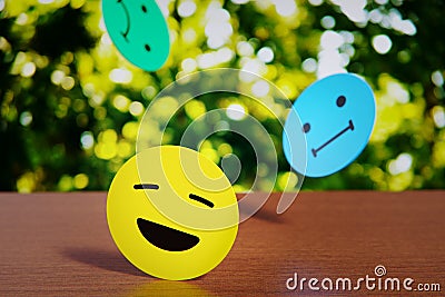 three emoticons positive neutral and negative Stock Photo