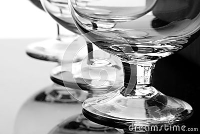 Three empty cognac glasses Stock Photo