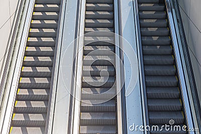 Three Escalators Stock Photo
