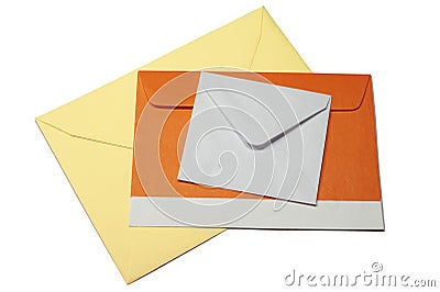 Three envelopes on white background, isolated Stock Photo