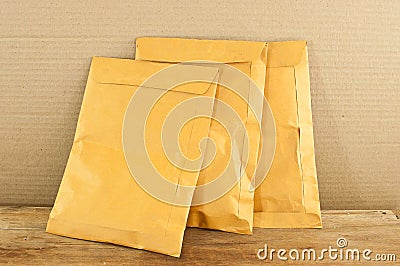 Three envelopes yellow Stock Photo