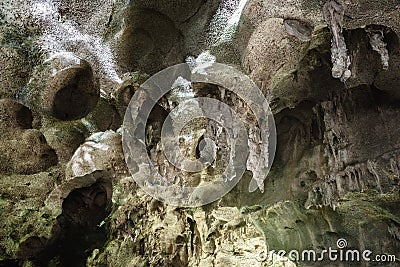 Three eyes cave in Santo Domingo, los Tres Ojos national park, Dominican Republic. Scenic view of bizarre formations Stock Photo