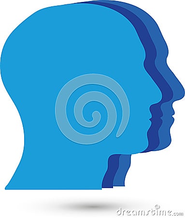 Three faces, heads, people and team logo Stock Photo