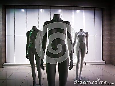 Three female plastic fiber mannequins 8 Stock Photo