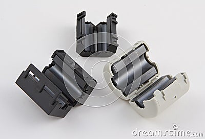 Three ferrite chokes Stock Photo