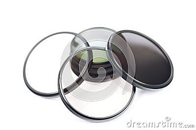 Three filters for current digital cameras isolated Stock Photo