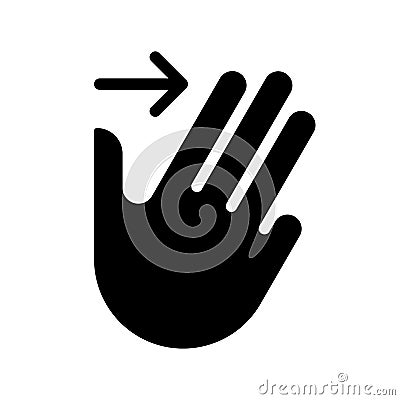 Three finger swipe black glyph icon Cartoon Illustration