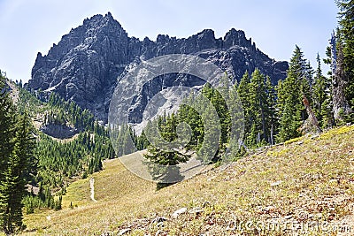 Three Fingered Jack Mountain Stock Photo