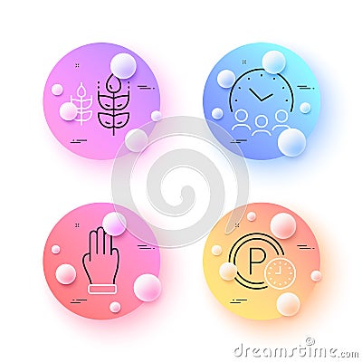 Three fingers, Meeting time and Parking time minimal line icons. For web application, printing. Vector Vector Illustration