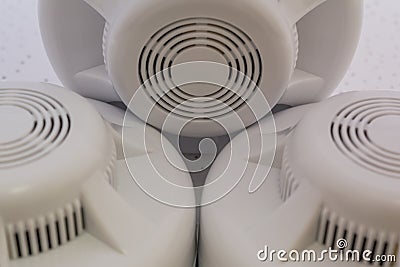 Three fire detectors Stock Photo