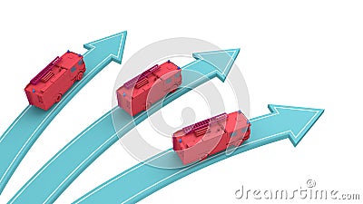 Three fire engine go in different directions Stock Photo