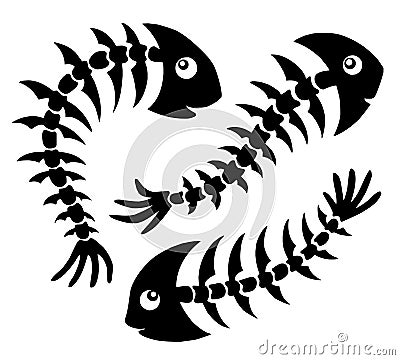 Three fishbones Vector Illustration