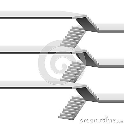 Three floor level with staircase vertical construction template Vector Illustration