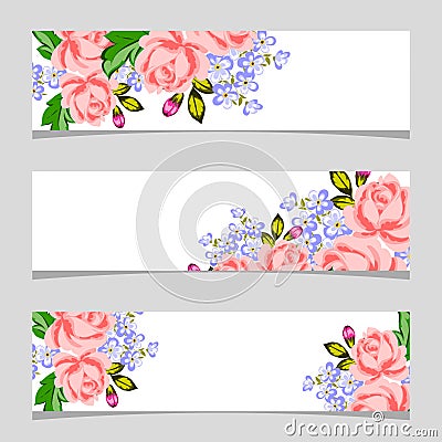 Three floral banners. Vector Illustration