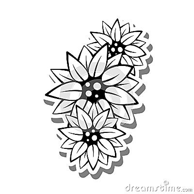 CL430 Three Flowers Vector Illustration