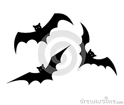 Three flying bat silhouette Vector Illustration