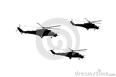 Three helicopters set Stock Photo