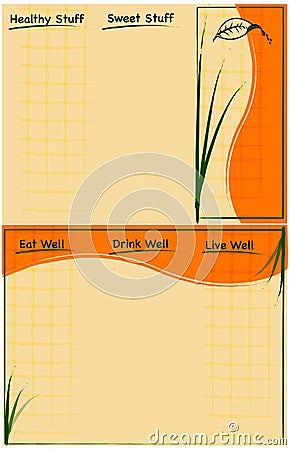 Three Fold Brochure Template Health Food Vector Vector Illustration