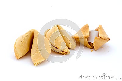 Three fortune cookies over white Stock Photo