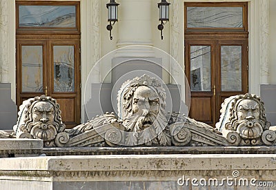 Three fountain statues Stock Photo