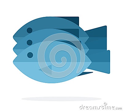 Three fresh fish flat isolated Vector Illustration