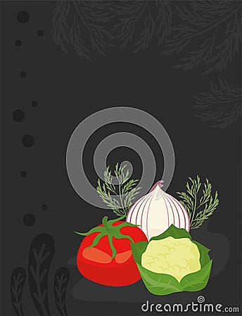three fresh vegetables Vector Illustration