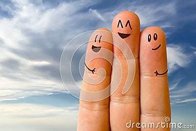 Three friends fingers Stock Photo