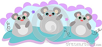Three Friendship Mice Vector Illustration