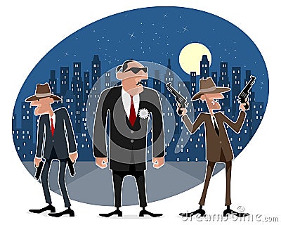 Three funny gangsters Vector Illustration