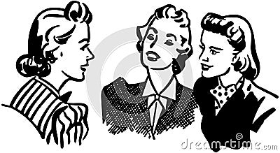 Three Gals Chatting Vector Illustration