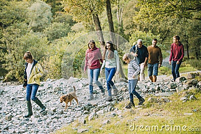 Three Generation Family Hiking through the Lake District Stock Photo
