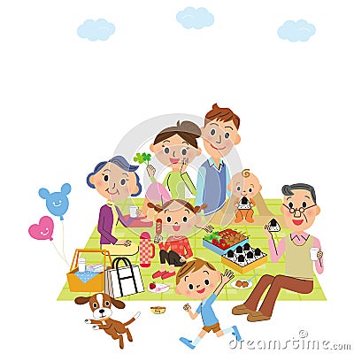Three-generation family is a holiday making Vector Illustration