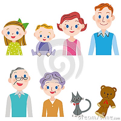 Three-generation family set Vector Illustration