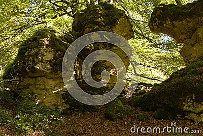 the three giants brothers natural rocks in enchanted forest Stock Photo