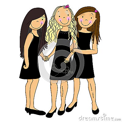 Three Girls Dressed for a Night Out Stock Photo