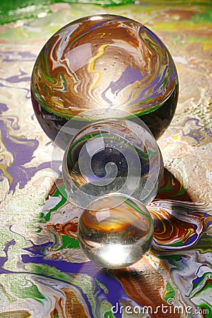 Three glass balls abstract Stock Photo