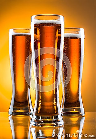 Three glass of beer Stock Photo