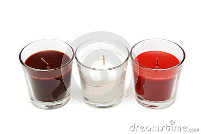 Three glass candlesticks Stock Photo