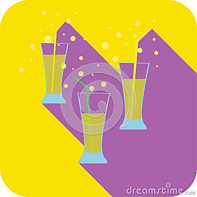 Three glasses cocktails flat design stylized party drink icon Stock Photo