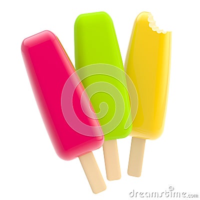 Three glossy popsicles isolated Stock Photo