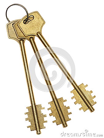 Three gold keys Stock Photo