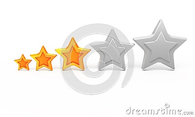 Three gold star for ranking Stock Photo