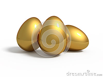 Three golden eggs Stock Photo