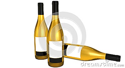 Three Golden wine bottles Stock Photo