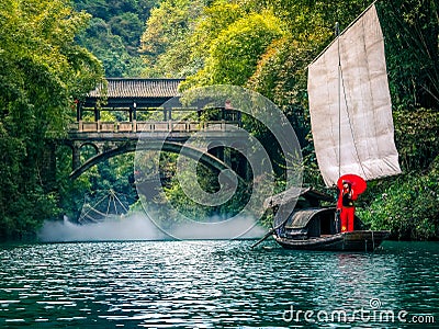 The Yangtze River, Yichang City Editorial Stock Photo