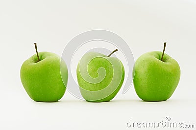 Three green apples Stock Photo