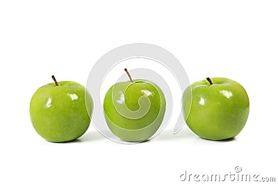 Three Green Apples Stock Photo