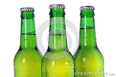 Three Green Beer Bottles Stock Photo