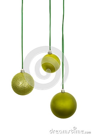 Three Green Christmas Balls Stock Photo